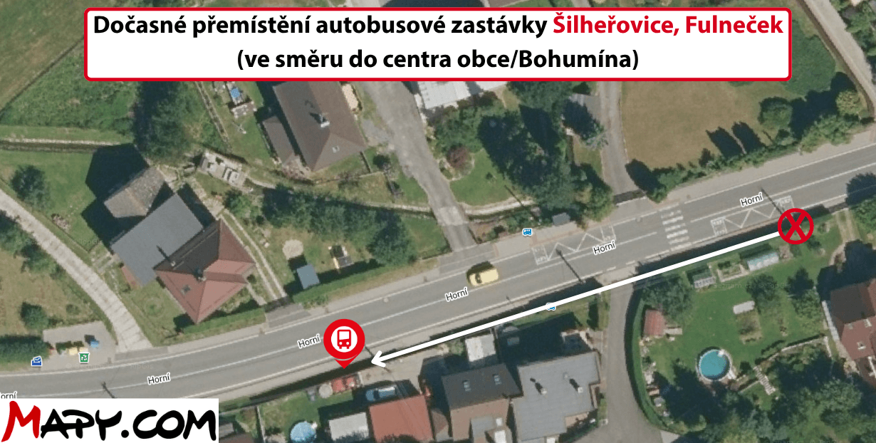 Dočasné přemístění autobusové zastávky Šilheřovice, Fulneček (ve směru do centraBohumína).png