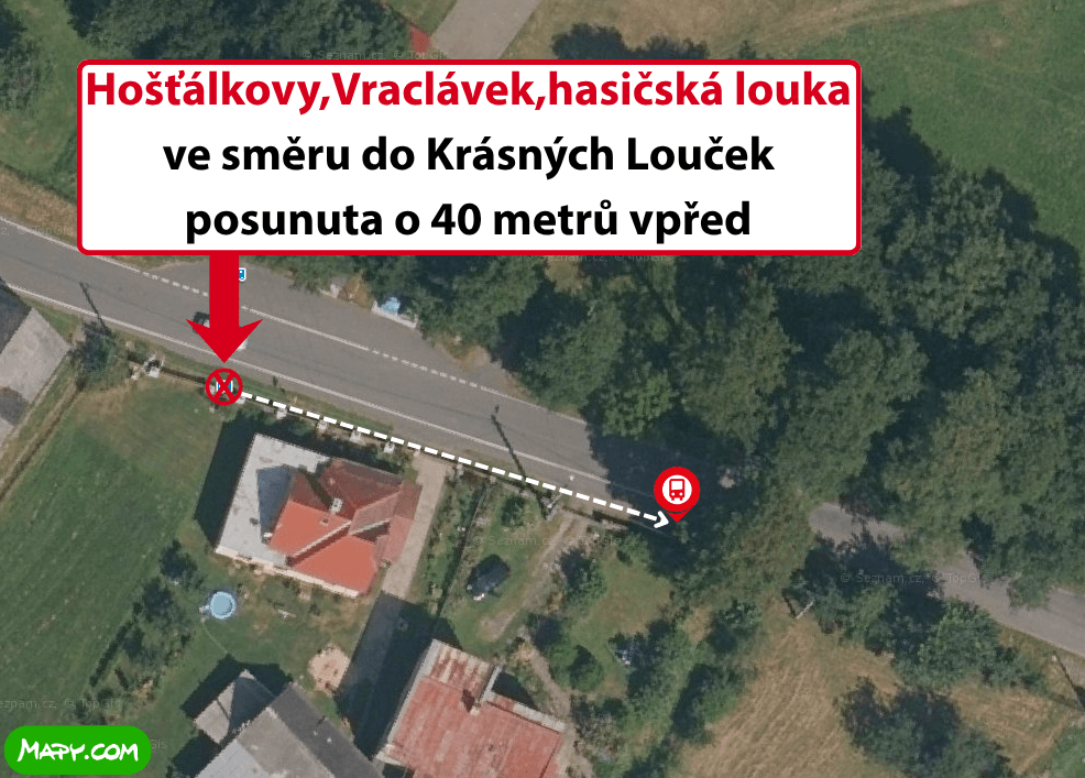 Hošťálkovy,Vraclávek,hasičská louka ve směru do Krásných Louček posunuta o 40 metrů vpřed.png
