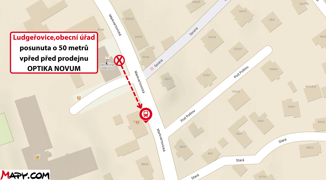 Ludgeřovice,obecní úřad posunuta o 40 metrů vpřed před prodejnu OPTIKA NOVUM.png
