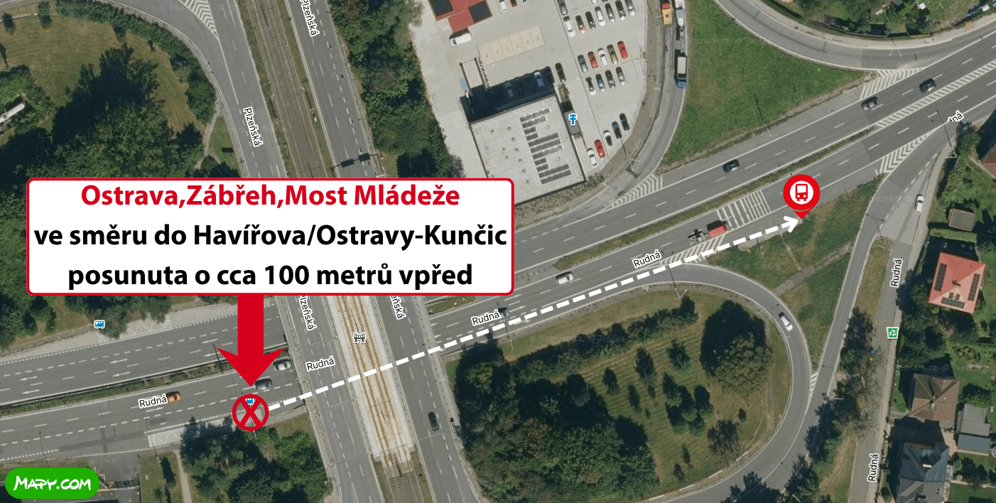 Ostrava,Zábřeh,Most Mládeže ve směru do HavířovaOstravy-Kunčic posunuta o cca 100 metrů vpřed.png