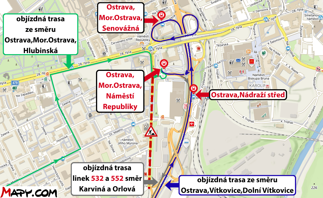 Ostrava,objížďky Vítkovické.png