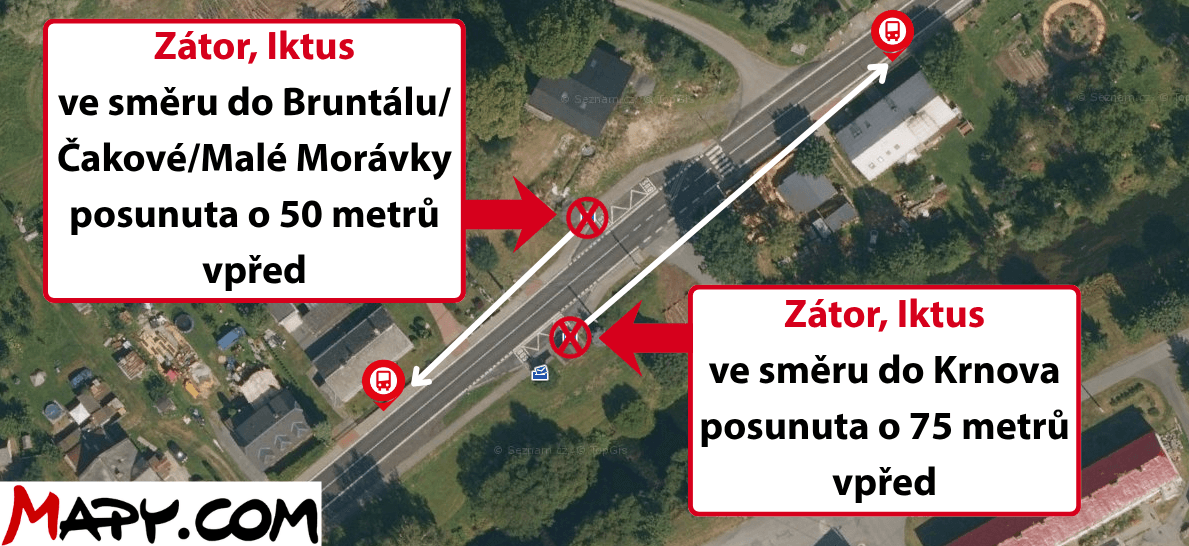 Zátor, Iktus ve směru do BruntáluČakovéMalé Morávky posunuta o 50 metrů po směru jízdy.png