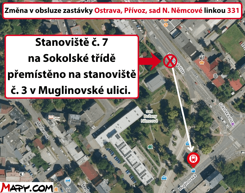 Změna v obsluze zastávky Ostrava, Přívoz, sad N. Němcové linkou 331.png